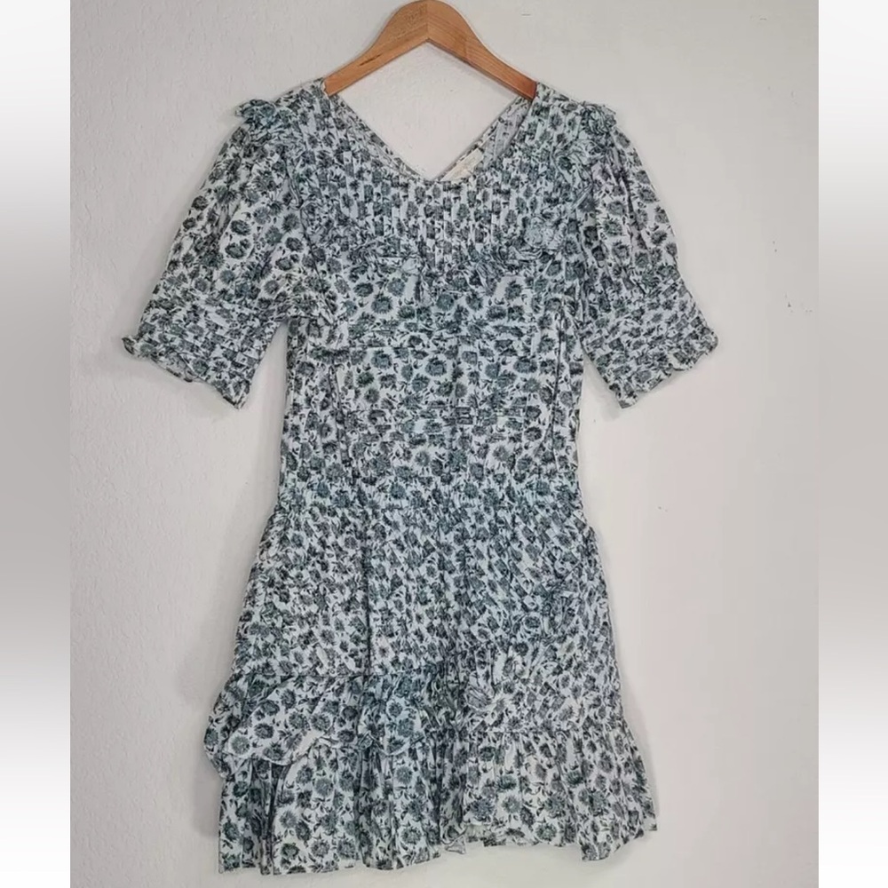 LoveShackFancy Floreen Mini in Warm Gray Pintuck Pleated Cotton Dress Size S